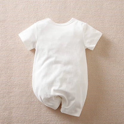 Cuddle Cub – White Bear Print Cotton Romper for Babies