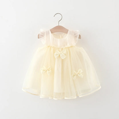 CloudWhimsy – Flying Sleeve Princess Dress with Bow for Little Girls