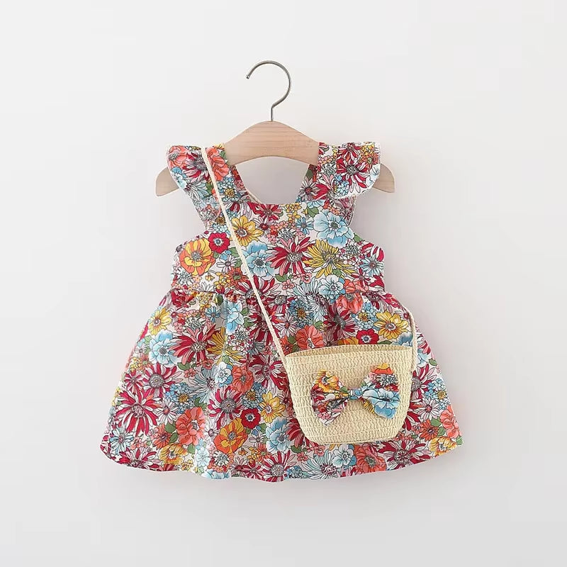 BloomBelle – Summer Ruffle Dress & Bag Set for Little Girls